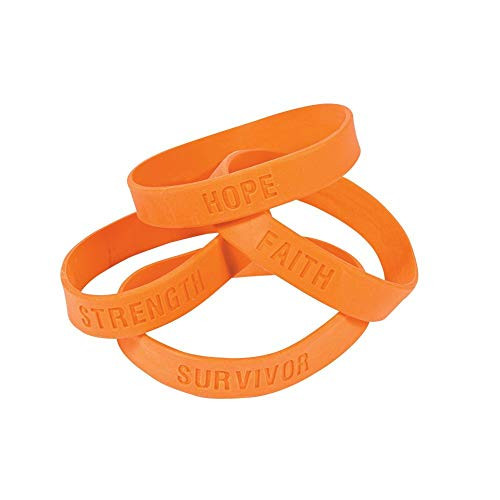 100 ORANGE SILICONE AWARENESS BRACELETS, KIDNEY, LEUKEMIA, MULTIPLE SCLEROSIS