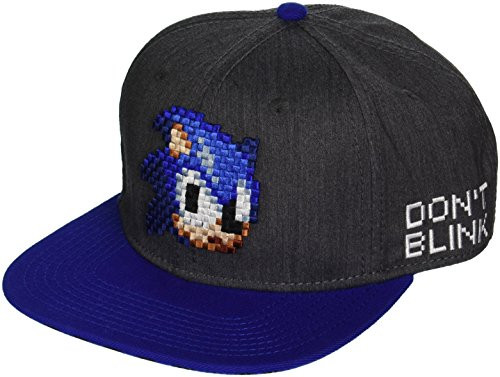 BIOWORLD Sonic The Hedgehog Sega Pixel Face Black Snapback Hat