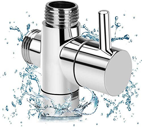 G1/2" Shower Head Diverter Valve, 100% Solid Brass Shower Arm Diverter Valve for Hand Held Showerhead and Fixed Spray Head, G1/2 20mm Diameter 3-Way Bathroom Universal Shower System Replacement Part