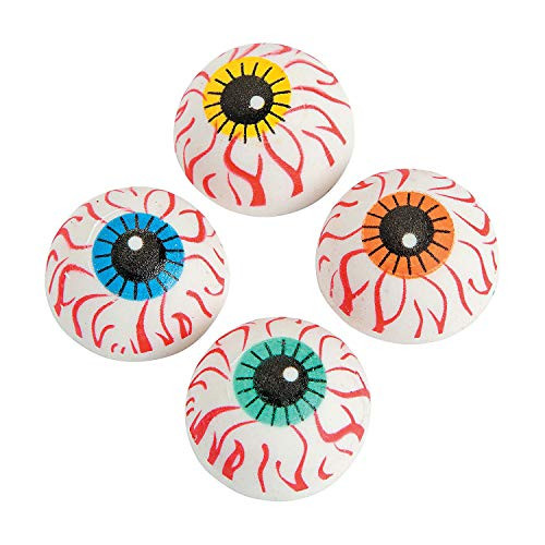Fun Express Eyeball Erasers - Bulk 24 Pack - Halloween and School Supplies