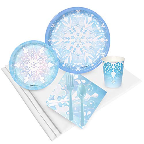 BirthdayExpress Snowflake Winter Wonderland Christmas Party Supplies - Party Pack