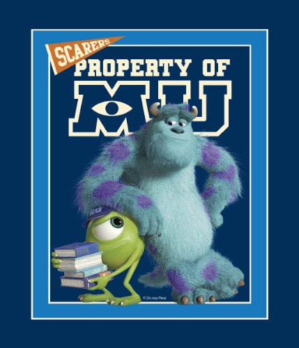 Springs Creative - Fabric Disney Monsters University Mike and Sully Panel Fabric, Sold by The Yard, 43/44-Inch, Blue