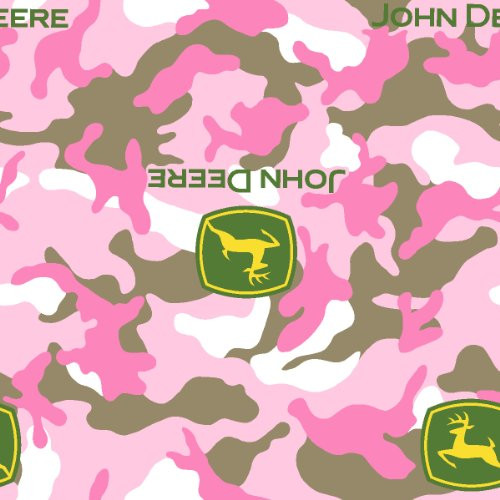 Springs Creative Products Group John Deere Camo Fleece Logo Fabric by The Yard, 59/60-Inch Wide, Pink