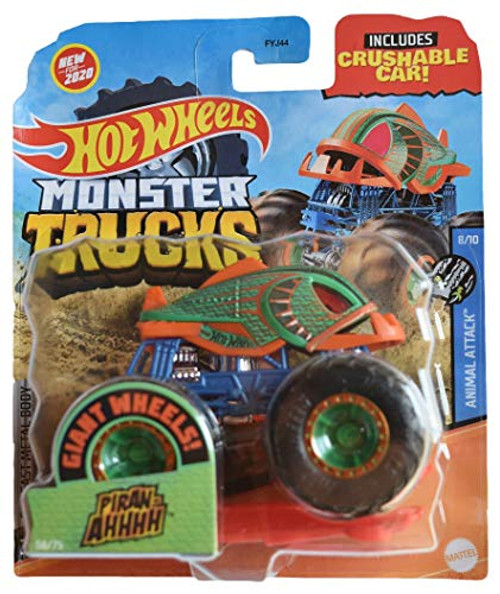 Hot Wheels Monster Trucks 1:64 Scale Piran AHHHH, Crushable Car Hot Wheels Monster Trucks 1:64 Scale Piran AHHHH, Crushable Car