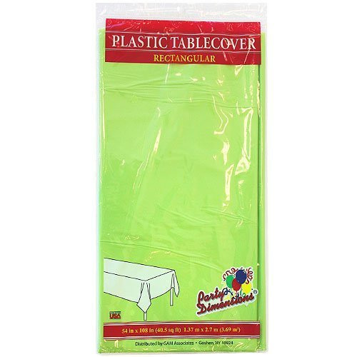 Plastic Party Tablecloths - Disposable, Rectangular Tablecovers - 4 Pack - Lime Green - By Party Dimensions
