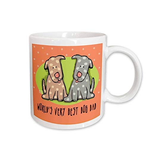 3dRose World's Best Dog Dad Cute Cartoon Puppies Pets Animals Ceramic Mug, 11-Ounce