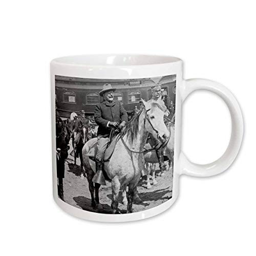 3dRose President Teddy Roosevelt on Horseback in Yellow Stone National Park 1903, Ceramic Mug, 15-Oz