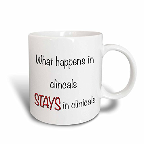 3dRose Student Nurse Clinical What Happens in Clinical Red Ceramic Mug, 11-Ounce