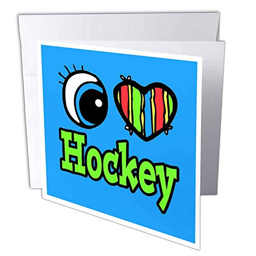 3dRose Bright Eye Heart I Love Hockey - Greeting Cards, 6 x 6 inches, set of 6 (gc_106170_1) 3dRose Bright Eye Heart I Love Hockey - Greeting Cards, 6 x 6 inches, set of 6 (gc_106170_1)