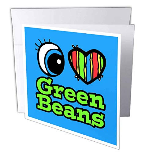 3dRose Bright Eye Heart I Love Green Beans - Greeting Cards, 6 x 6 inches, set of 12 (gc_106134_2) 3dRose Bright Eye Heart I Love Green Beans - Greeting Cards, 6 x 6 inches, set of 12 (gc_106134_2)
