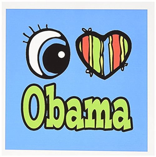 3dRose Bright Eye Heart I Love Obama - Greeting Cards, 6 x 6 inches, set of 12 (gc_106337_2) 3dRose Bright Eye Heart I Love Obama - Greeting Cards, 6 x 6 inches, set of 12 (gc_106337_2)