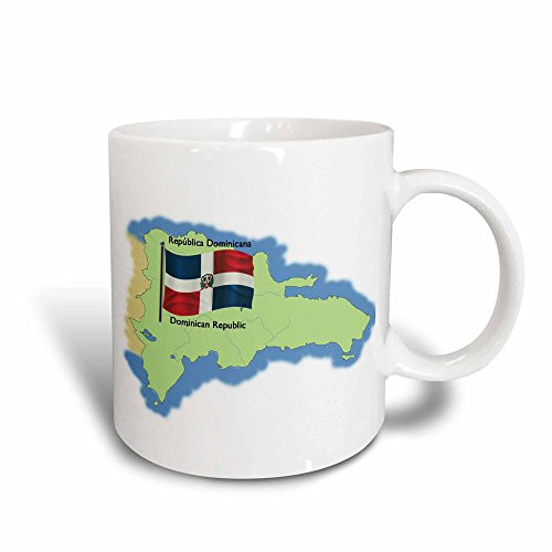 3dRose mug_46646_3"Map and Flag of the Dominican Republic with Dominican Republic in both English and Spanish" Magic Transforming Mug, 11 oz, Multicolor
