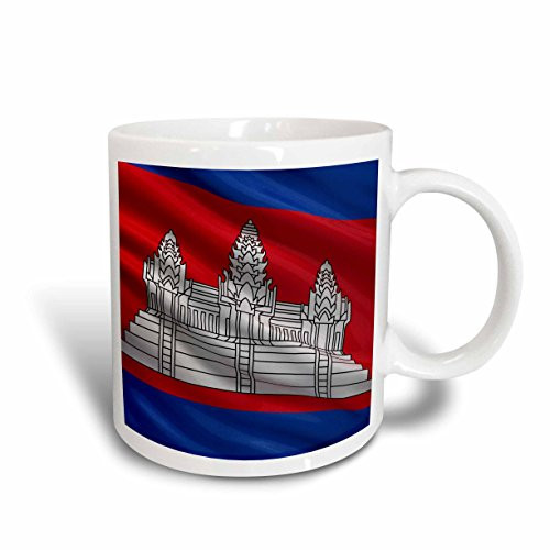 3dRose mug_178753_2 Flag of Cambodia Waving in The Wind Ceramic Mug, 15-Ounce