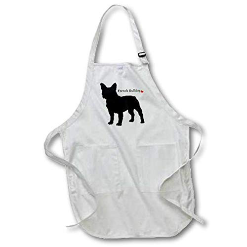 3dRose apr_193334_2 French Bulldog, Medium Length Apron with Pouch Pockets, 22 by 24-Inch