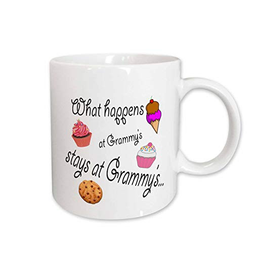 3dRose mug_113686_1 What Happens At Grammy'S Stays At Grammy'S Ceramic Mug, 11-Ounce