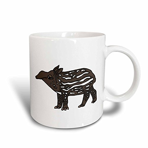 3dRose mug_200083_1 Cute Black and White Tapir Ceramic Mug, 11-Ounce