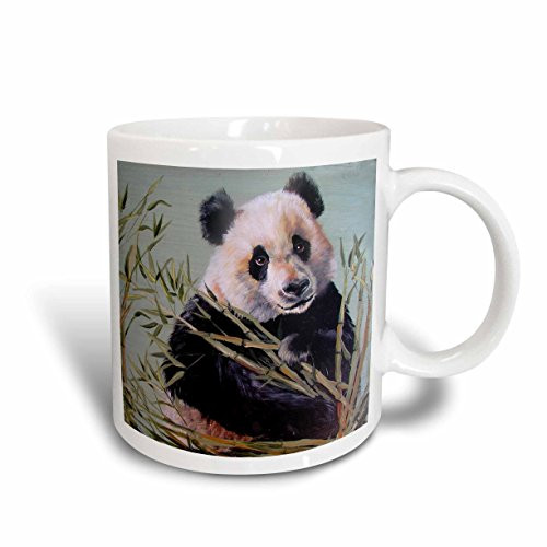 3dRose mug_44375_2 Panda Bear Sitting in Bamboo Ceramic Mug, 15-Ounce