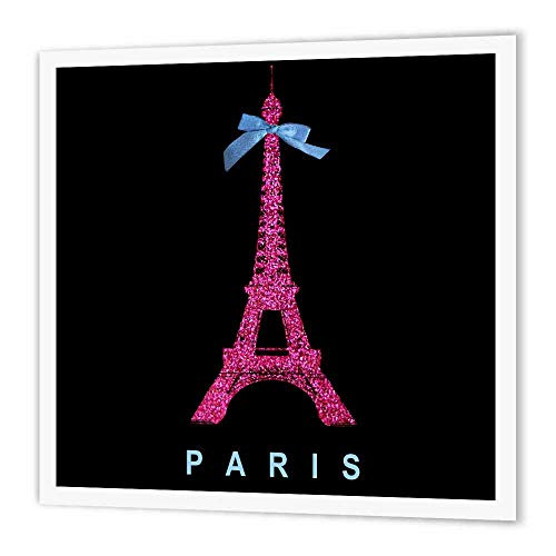 3dRose ht_112908_1 Paris Eiffel Tower from France with Ribbon Bow Stylish Modern France Iron on Heat Transfer for White Material, 8 by 8"