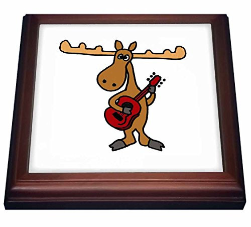 3dRose Funny Moose Playing Guitar Trivet with Ceramic Tile, 8 by 8", Brown 3dRose Funny Moose Playing Guitar Trivet with Ceramic Tile, 8 by 8", Brown