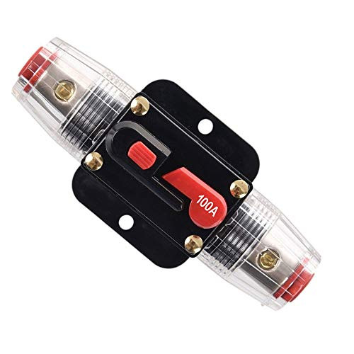 RKURCK 100 Amp Circuit Breaker Manual Reset Waterproof Inline Fuse Inverter for Car Marine Trolling Motors Boat ATV Audio Solar Inverter System Protection 12V-24V DC 100 Amp