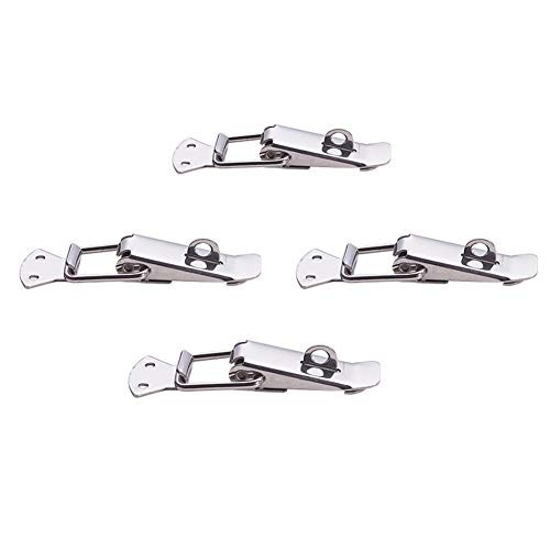 MroMax Spring Loaded Toggle Latches, 102mm Length Stainless Steel 201 Hasps Clamps for Case Box Trunk Catches, Pack of 4 (with Lock Hole)