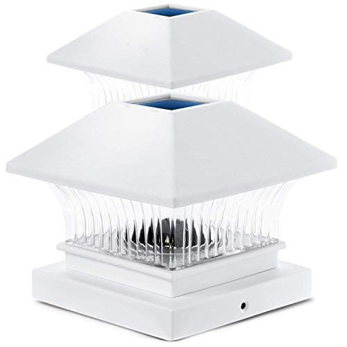 Home Zone Security Solar Post Cap Lights - Outdoor Solar Decorative Post Lights with No Wiring Required, White (2-Pack)