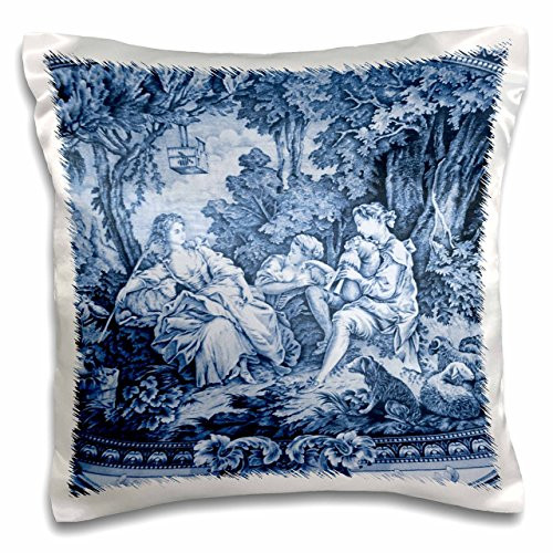 3dRose pc_34728_1 French Blue Toille I-Pillow Case, 16 by 16"