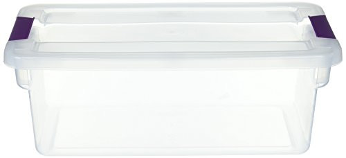 STERILITE 17511712 6 Quart Clearview Latch Storage Container With Plum Handles