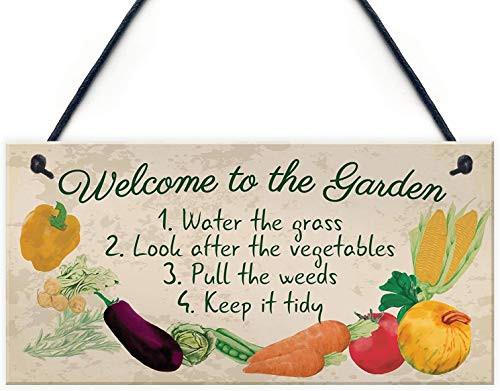 Welcome to The Garden Wood Plaque Garden Shed Summer House Sign Gardening Nan Mum Gifts 10x5(BL623)