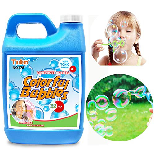 Tuko Bubble Solution Refill (up to 2.5 Gallon) Big Bubble Solution 32 Ounce Concentrated Solution for Bubble Machine, Easter