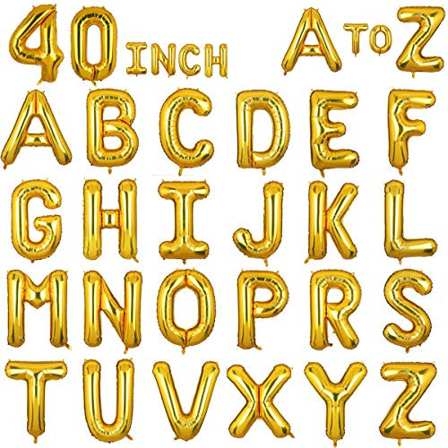 40 Inch Large Gold Letter E Foil Helium Balloons Big Mylar Balloon Birthday Party Decoration Supply [Gold E]