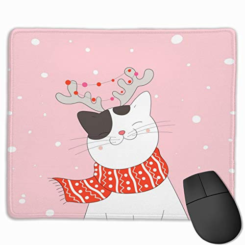 Cute Cat Mouse Pad with Scarf Non-Slip Natural Rubber Rectangular Mouse Pad Home Office Computer Gaming Mouse Pad