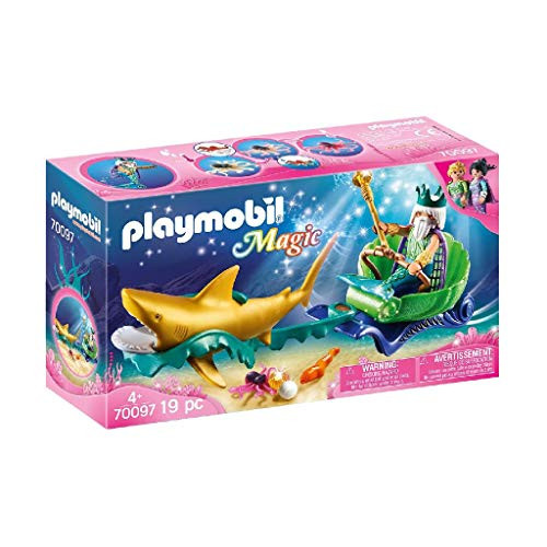 PLAYMOBIL Mermaid King of The Sea with Shark Carriage, Colourful (70097)