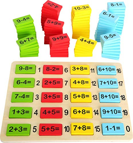 Small Foot Wooden Toys Math Tiles for Learning Addition and Subtracting Number Fun Early Educational Toy Designed for Children 3+