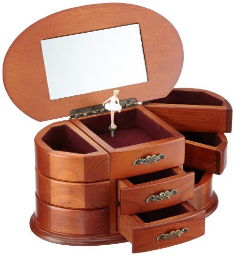 MusicBox Kingdom 16055 Wooden Ballerina Musical Jewelry Box, Playing "Bolero"