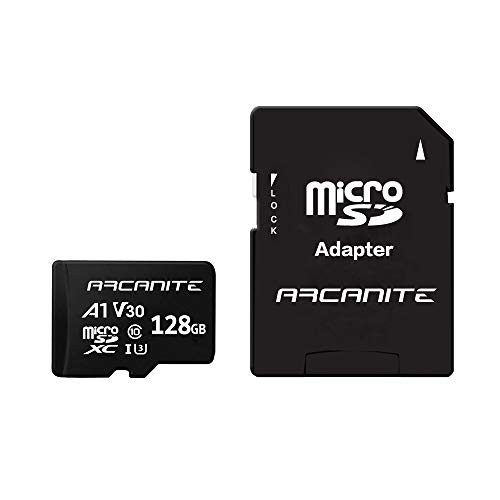ARCANITE 128GB MicroSDXC Memory Card with Adapter - UHS-I U3, A1, V30, 4K, C10, Micro SD - AKV30A1128
