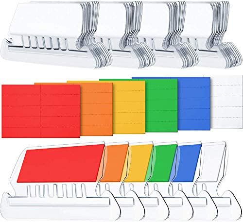File Folder Tabs - 60 Sets Hanging File Folder Tabs with 60 Sets Inserts for Organize and Distinguish Hanging Folders - 2 Inch Clear Plastic Hanging File Tabs for Quick Identification