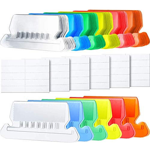 File Folder Tabs - 60 Sets Hanging File Folder Tabs with 60 Sets Inserts for Organize and Distinguish Hanging Folders - 2 Inch Multicolor Plastic Hanging File Tabs for Quick Identification
