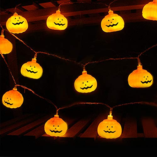 SIEBIRD Pumpkin String Lights, 9.8ft 20 LEDs Halloween Battery Operated String Lights, Halloween Decorations Lights for Autumn Party Indoor Outdoor (2 Modes Steady/Flickering Lights)