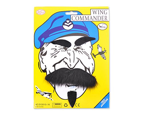 DS. DISTINCTIVE STYLE Fake Mustache Self Adhesive Fake Moustache and Eyebrow Set Novelty Beard for Halloween Party Costume - Black