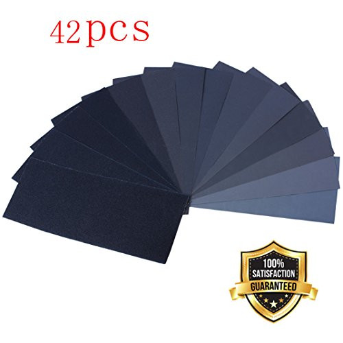 Sandpaper 120 To 3000 Assorted Grit Sandpaper for Wood Furniture Finishing, Metal Sanding and Automotive Polishing, Dry or Wet Sanding, 9 x 3.6 Inch, 42-Sheet Sandpaper 120 To 3000 Assorted Grit Sandpaper for Wood Furniture Finishing, Metal Sanding and Automotive Polishing, Dry or Wet Sanding, 9 x 3.6 Inch, 42-Sheet