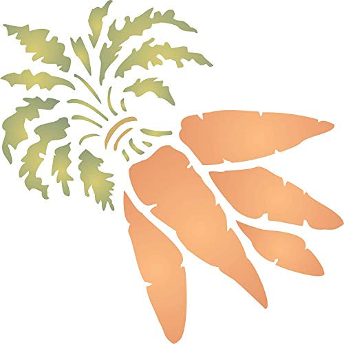 Carrot Stencil - (size 4.5w x 4.5h) Reusable Wall Stencils for Painting - Best Quality Vegetable Kitchen Stencil Ideas - Use on Walls, Floors, Fabrics, Glass, Wood, Terracotta, and More