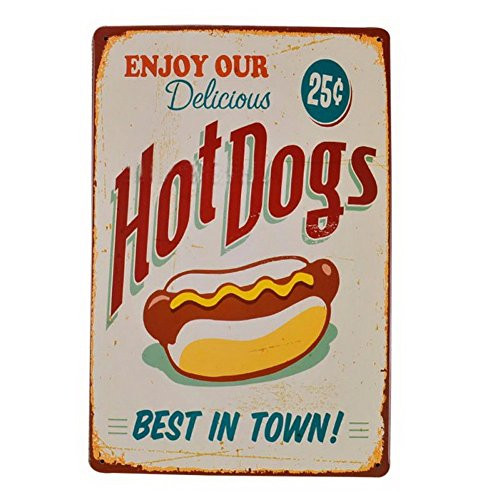 EffortLife Enjoy Our Delicious Hot Dogs Tin Sign Retro Vintage Bar Signs 12 x 8 Inch