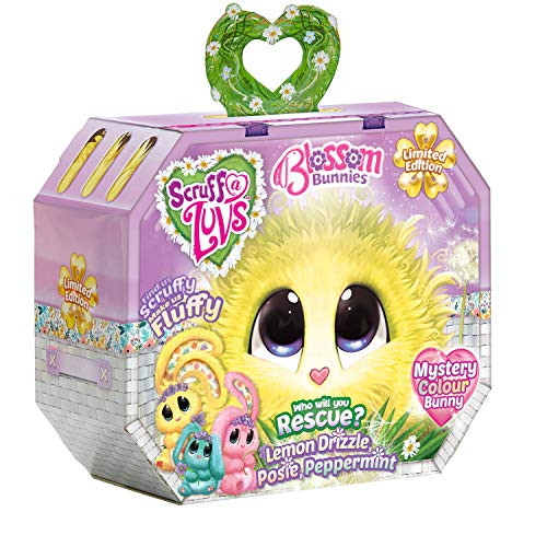 Worlds Apart Scruff-a-Luvs Blossom Bunnies - Rescue Pet Soft Toy - Limited Edition Rabbit (Pink, Yellow or Green) - Styles May Vary