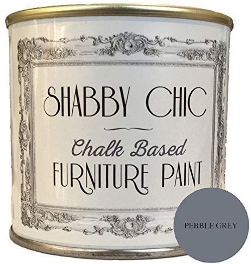 Shabby Chic Furniture Chalk Paint: Chalk Based Furniture and Craft Paint for Home Decor, DIY Projects, Wood Furniture - Chalked Interior Paints with Rustic Matte Finish - Liter - Pebble Grey