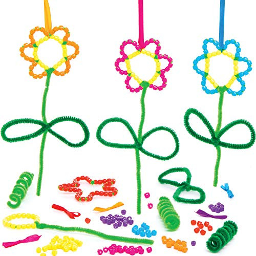 Baker Ross Flower Bead Decoration Kits - Pack of 5, Creative Art and Craft Supplies for Kids to Make and Decorate Baker Ross Flower Bead Decoration Kits - Pack of 5, Creative Art and Craft Supplies for Kids to Make and Decorate