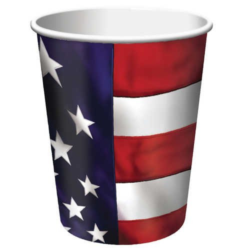 8-Count 9-Ounce Hot/Cold Paper Beverage Cups, US Pride