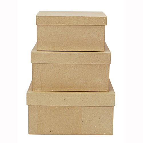 Darice 2849-06 Paper Mache Boxes for Craftwork, 8, 9 and 10-Inch, Set of 3