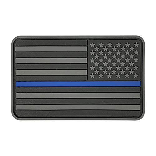 MORTHOME US Flag PVC Hook and Loop Rubber Patch (Reverse/Thin Blue Line)