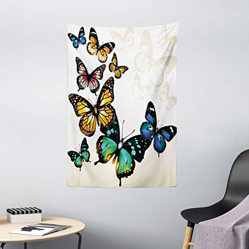Ambesonne Butterfly Tapestry, Vivid Monarch Butterflies Flying Shades Shadows Dreamlike Fantasy Display, Wall Hanging for Bedroom Living Room Dorm Decor, 40" X 60", Blue Pink Ambesonne Butterfly Tapestry, Vivid Monarch Butterflies Flying Shades Shadows Dreamlike Fantasy Display, Wall Hanging for Bedroom Living Room Dorm Decor, 40" X 60", Blue Pink